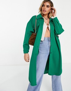 Зеленая стеганая куртка с запахом NaaNaa-Зеленый цвет