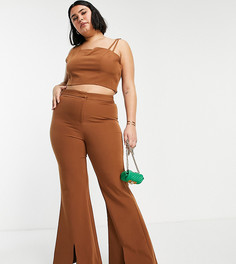 Коричневые расклешенные брюки от комплекта Extro & Vert Plus-Коричневый цвет