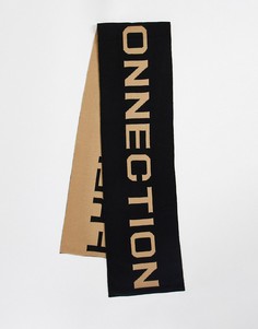 Шарф черного цвета с большим логотипом FCUK-Черный цвет French Connection