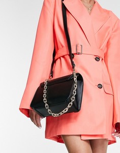 Черная сумка через плечо из искусственной кожи с эффектной цепочкой Forever New-Черный цвет