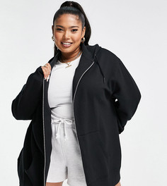 Черный oversized-худи на молнии ASOS DESIGN Curve-Черный цвет