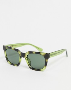 Квадратные солнцезащитные очки унисекс в стиле 70-х в темно-зеленой черепаховой оправе A.Kjaerbede Nancy-Зеленый цвет