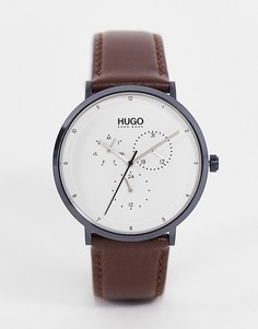 Часы с кожаным ремешком коричневого цвета Hugo 1530008-Коричневый цвет