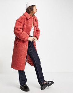 Розовое плюшевое пальто-кокон Aligne-Розовый цвет