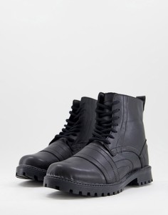 Черные ботинки на шнуровке в стиле милитари Bolongaro Trevor-Черный цвет