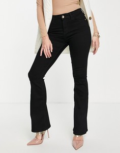 Черные расклешенные джинсы с классической талией River Island Amelie-Черный цвет