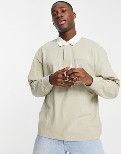 Светло-коричневая рубашка-поло в стиле регби с длинными рукавами и градиентным логотипом на груди Abercrombie & Fitch-Коричневый цвет
