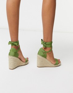 Эспадрильи цвета хаки на танкетке с завязками ASOS DESIGN Treat-Зеленый