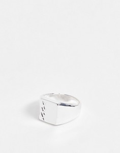Серебристое кольцо-печатка с гравированным рисунком крестиков ASOS DESIGN-Серебристый