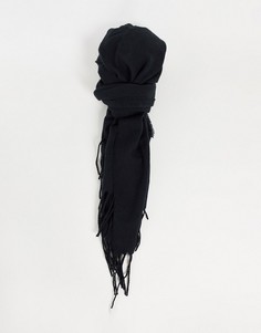 Черный шарф с бахромой из переработанного полиэстера Boardmans-Черный цвет