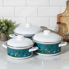 Набор кастрюль garden, 3 шт: 2 л, 3 л, 4,5 л Доляна
