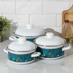Набор кастрюль garden, 3 шт: 1,5 л, 2 л, 3 л Доляна