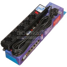 Сетевой фильтр 5 розеток Power Cube (з/к) SPG-B-15-BLACK, 5 м, черный