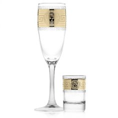 Набор для спиртного 12 предметов, стекло, бокал для шампанского 170 мл 6 шт, стопка 50 мл 6 шт, Glasstar, Версаль, GN3_1687_22