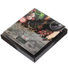 Весы кухонные электронные, стекло, Rion, Кухня, платформа, точность 1 г, до 5 кг, LCD-дисплей, PT-893
