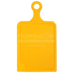 Доска разделочная пластик, 24х19 см, с ручкой, желтая, прямоугольная, Мультипласт, Малая