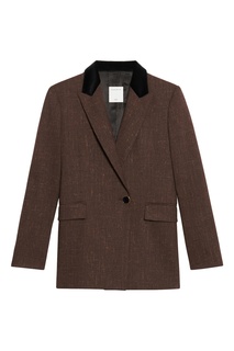 Коричневый жакет с черным воротником Sandro