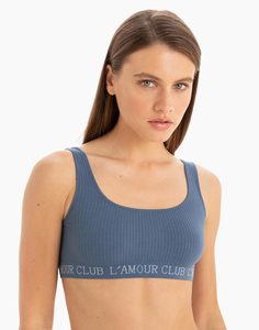 Синий топ-бра с надписью Lamour club Gloria Jeans