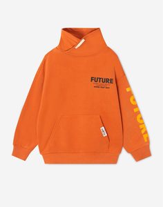 Оранжевый свитшот с принтом Future для мальчика Gloria Jeans