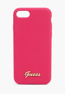 Чехол для iPhone Guess 8 / SE 2020, Silicone collection Gold metal logo Red