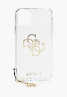 Чехол для iPhone Guess 11, PC/TPU 4G Big logo Transp +Gold charm