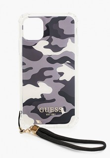 Чехол для iPhone Guess 11, PC/TPU CAMO + Nylon hand cord Black