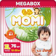 Японские трусики-подгузники Momi Monkey Megabox XL (12-20кг), 76шт.