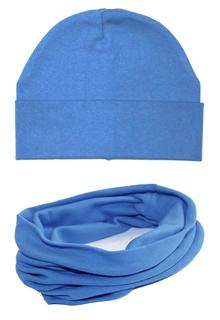 Комплект Веселый малыш, из шапки и шарфа-снуда, голубой Mjolk