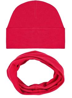 Комплект Веселый малыш, из шапки и шарфа-снуда, красный Mjolk
