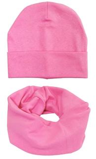 Комплект Веселый малыш, из шапки и шарфа-снуда, розовый Mjolk