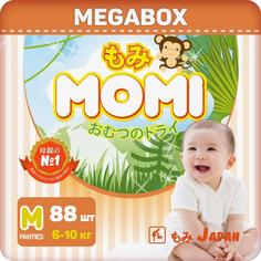 Японские трусики-подгузники Momi Monkey Megabox M (6-10кг), 88шт.