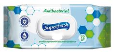 Влажные салфетки SuperFresh, антибактериальные с клапаном, 72шт. Smile