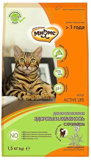 Сухой корм Мнямс Active Life для взрослых кошек, с кроликом, 1,5кг