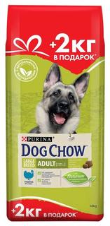 Сухой корм Dog Chow для взрослых собак крупных пород, с индейкой, 14кг