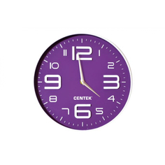 Настенные часы centek violet 30 см диаметром, круг, объемные цифры, плавный ход ct-7101