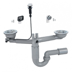 Сифон для мойки prevex p-loc автомат, двойной pl2-r9c45-sant-01