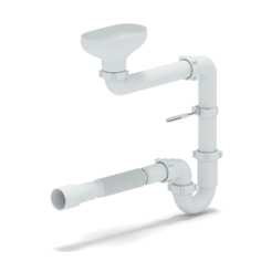 Сифон ани пласт трубный, с разрывом струи, смещенный, 1 1/2x40, гофра, 40х40/50, выпуск воронка dr5015 025-0544