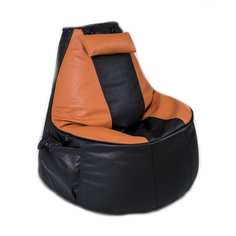 Игровое кресло-мешок mypuff геймер, черно-оранжевое, экокожа g_057_058