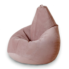 Кресло-мешок mypuff груша, пудра, размер комфорт, мебельный велюр bbb_480