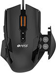 Игровая мышь Hiper QM-3 SOLATRIS чёрная (USB 12 кнопок 10800 dpi PMW3366 OMRON RGB подсветка регулировка веса)