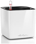 Настольное кашпо с автополивом Lechuza CUBE Glossy 14, пластик, белое, Ш14 Д14 В14 см, 13510