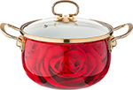 Кастрюля эмалированная Agness со стеклянной крышкой 6 8 л красный 915-114