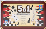 Игра настольная 5в1 1 Toy Шашки/шахматы/нарды/карты/домино на магните 25х13,2х3,5см Т12060