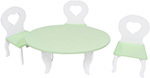 Набор кукольной мебели Paremo для кукол Шик Мини: стол стулья цвет: белый/салатовый