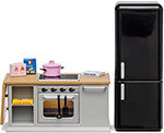 Набор мебели для домика Lundby Кухонный остров и холодильник