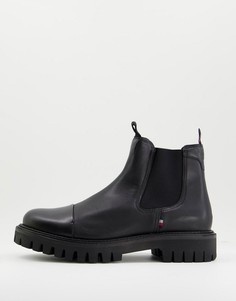 Черные ботинки челси на массивной подошве со вставкой на носке Tommy Hilfiger-Черный цвет