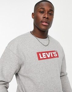 Серый свитшот с прямоугольным логотипом Levis
