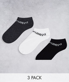 Набор из 3 пар спортивных носков черного, белого и серого цветов Emporio Armani Bodywear-Разноцветный