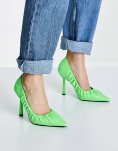 Ярко-зеленые туфли-лодочки со сборками ASOS DESIGN Pepper-Зеленый цвет