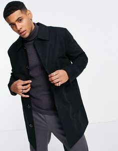 Черный непромокаемый однобортный тренч ASOS DESIGN-Черный цвет